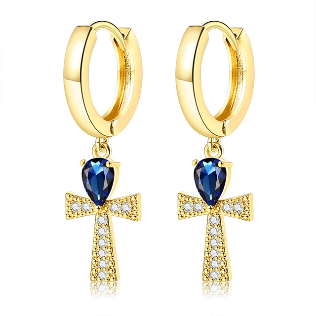 Creative Jewelry Cubic Zirconia Copper Cross Christian Eardrop
