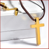 Fashion Stainless Steel Plated Gold Cross Christian Necklace 