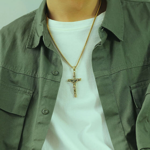 Stainless Steel Jewelry Faith Jesus Cross Christian Necklace