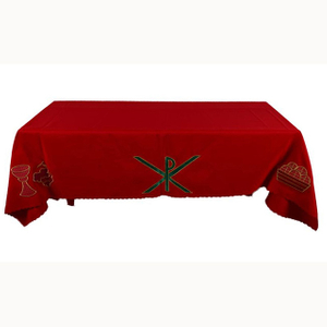 Christian Ecclesiastical Eucharist Red And Green Table Cloth 