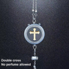 Round Perfume Cross Metal Tassel Christian Car Pendant