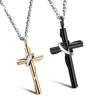 Black Gold Stainless Cross Christian Necklace For Couples
