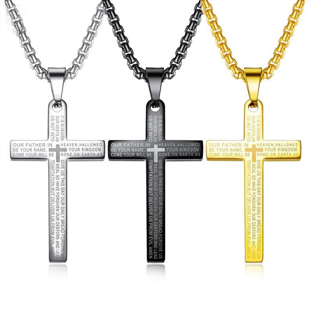 Holy Faith Fashion Stainless Steel Cross Christian Necklace
