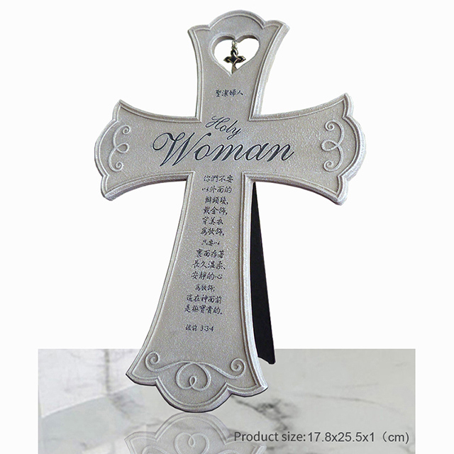 Woman Resin Hand-Painted Cross Sculpture Christian Product 