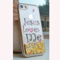Jesus Love Me Golden Quicksand Iphone7 Phone Shell