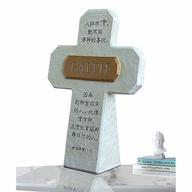 Faith Resin Simulation Stone Cross Ornament Christian Gift 