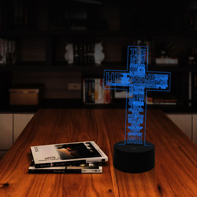 Christian Decorative Ornaments Luminous Cross 3D Night Light 