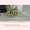 Golden Love Fish Shaped Car Sticker Christian Gift 
