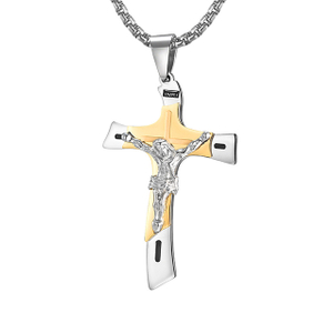 Stainless Steel Classic Holy Jesus Cross Christian Necklace
